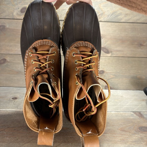 ll bean duck boot mens size 10 shoes brown leather waterproof winter rain - Picture 8 of 11